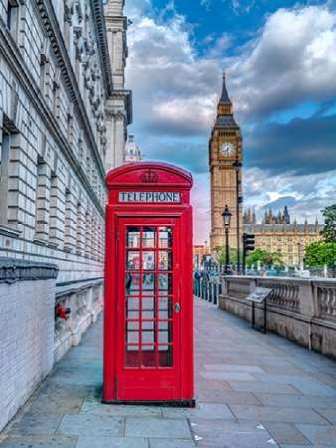 Telephone booth with Big Ben London UK Canvas Art - Assaf Frank (22 x 28)