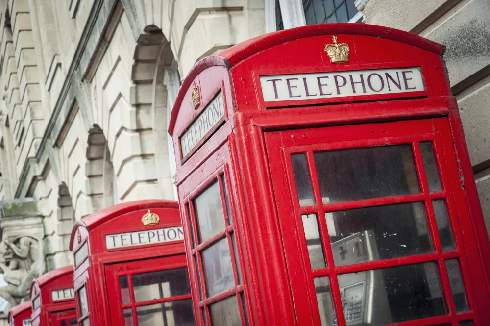 Telephone boxes in a row Blackpool Lancashire England Canvas Art - Dosfotos Design Pics (17 x 11)