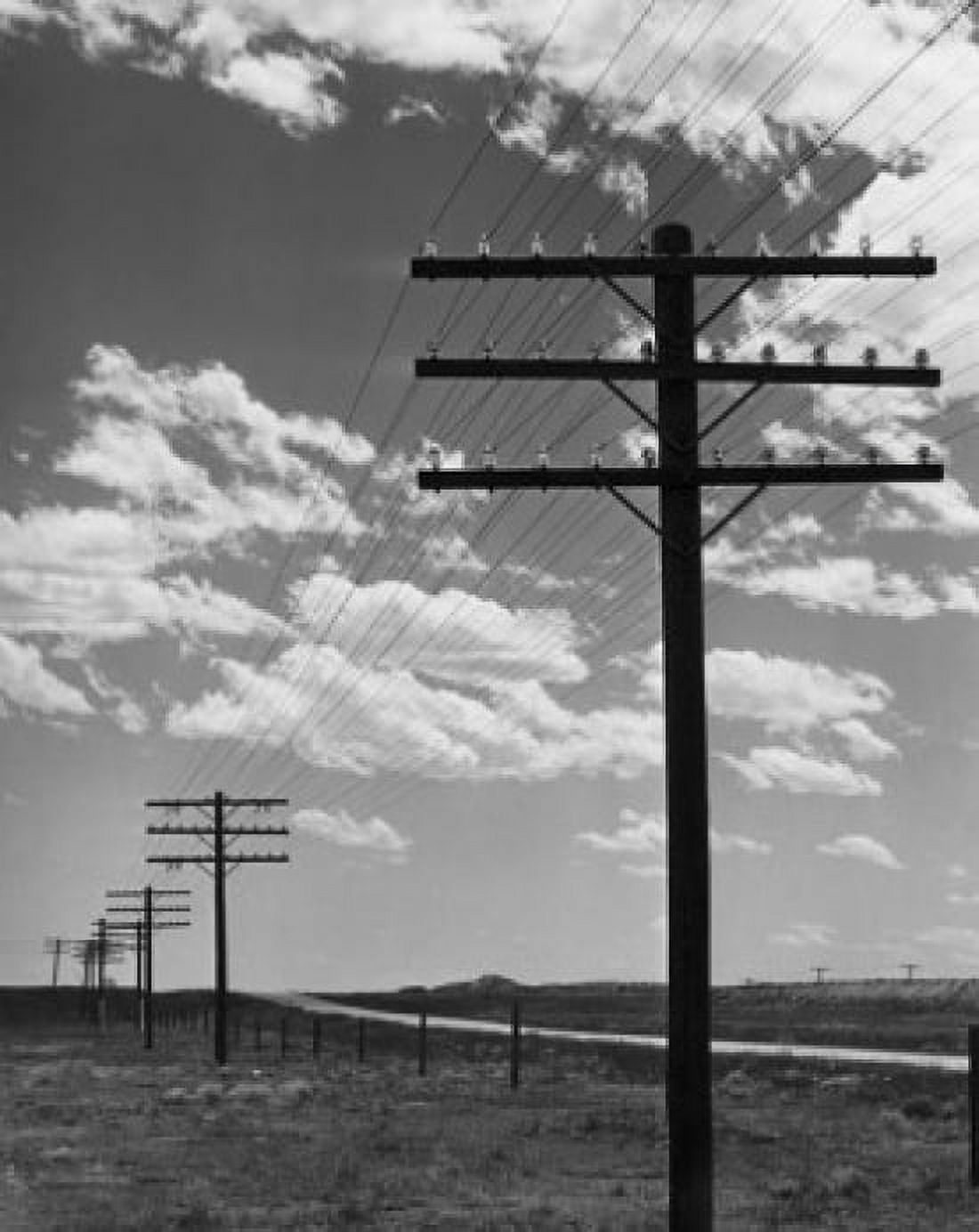 Telephone lines along a road Wyoming USA Canvas Art - (24 x 36)