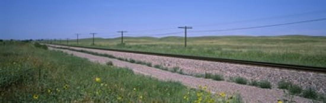 Telephone poles along a railroad track Custer County Nebraska USA Canvas Art - Panoramic Images (18 x 6)