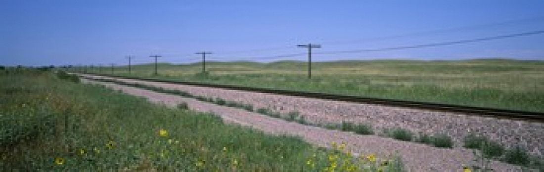 Telephone poles along a railroad track Custer County Nebraska USA Canvas Art - Panoramic Images (36 x 12)