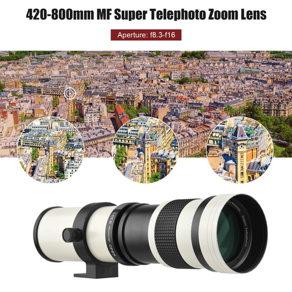 Telephoto Camera MF Super Telephoto Zoom Lens F/8.3-16 420-800mm T2 Mount With M-mount Adapter Ring 1/4 Thread Replacement For  M M2 M3 M5 M6  II M10 M50 M100 M200 Cameras