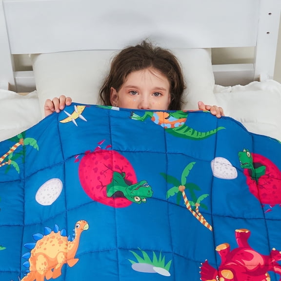 Teler Weighted Blanket for Kids, 36"x48" 5lbs Cooling Weighted Lap Blanket, Toddler Heavy Blankets, Dinosaur