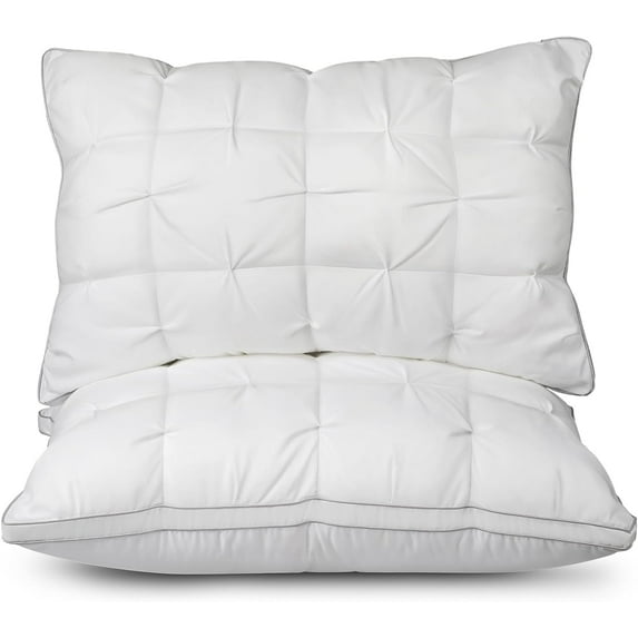 Teler Down Alternative Pillows Queen Size Set of 2, Cooling Hotel Luxury Pillow for Bed Sleeping, Supportive Breathable Gusseted for Side Stomach or Back Sleepers