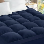 Teler Mattress Topper Cal King Size for Back Pain, 400TC Extra Thick Mattress Pad Pillow Top, Quilted Fitted Mattress Protector Cover with 8-21" Deep Elastic Pocket, Soft & Breathable, Navy