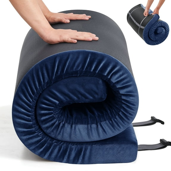 Teler CertiPUR-US 3" Memory Foam Camping Mattress 2 Person, Portable Foam Sleeping Pad for Camping, Car, Tent SUV Mattress,Blue