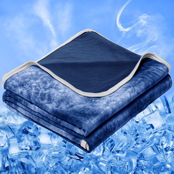 Teler Cooling Blanket for Hot Sleepers, Lightweight Summer Cold Thin Blankets for Sleeping, Throw Size(50.2"*60.2"), Navy