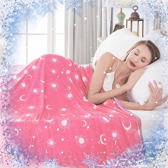 Teler Cooling Blanket for Hot Sleepers, Summer Cold Blankets for Sleeping Night Sweats to Keep Cool, Throw Size, Pink