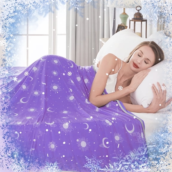 Teler Cooling Blanket for Hot Sleepers, Summer Cold Blankets for Sleeping Night Sweats to Keep Cool, Throw Size, Purple