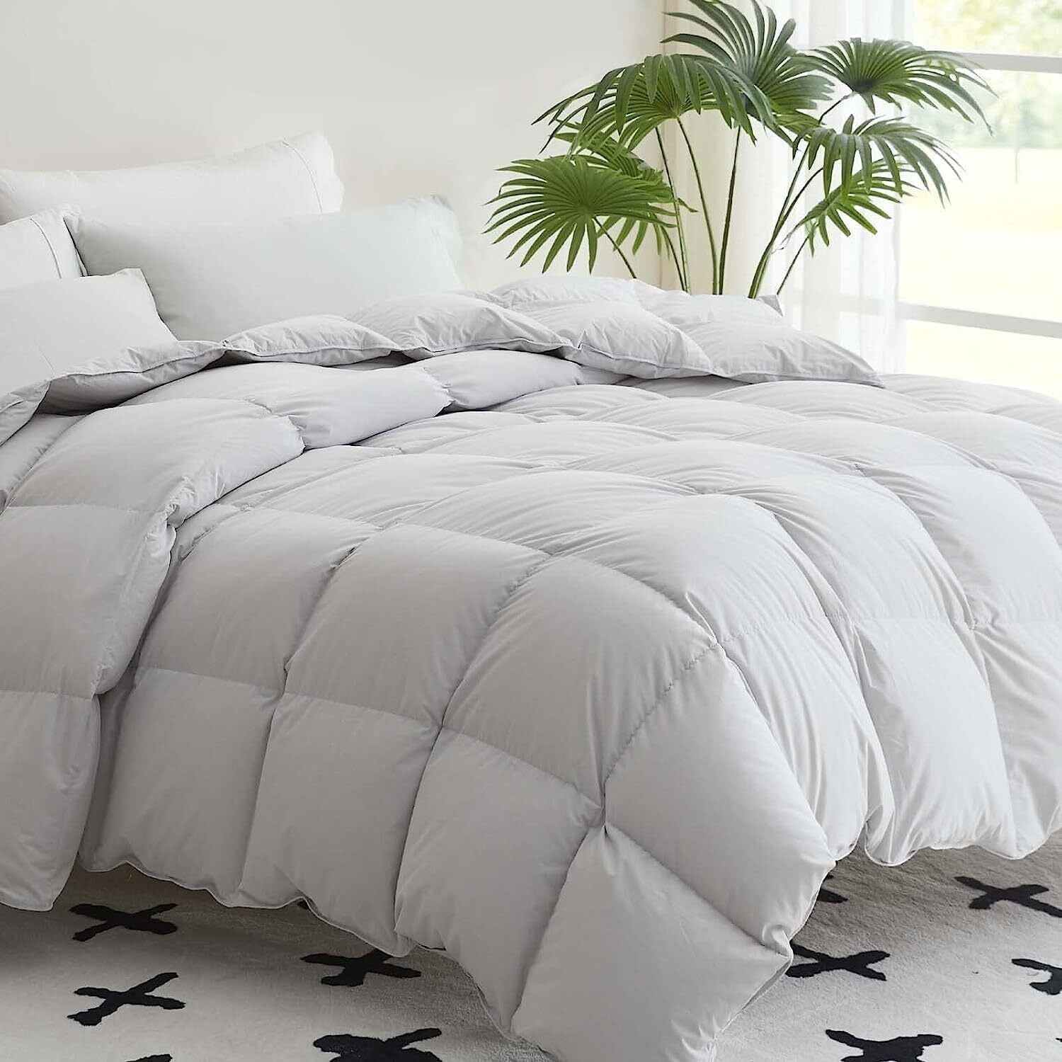 Teler Feather Down Comforter Cal King Size Duvet Insert with 100 Cotton Cover Grey 96 x 104 Walmart