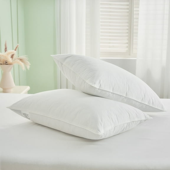 Teler Goose Feather Down Pillows for Sleeping，Hotel Collection King Size Soft Bed Pillow，2 Pack, King (20" x 36")