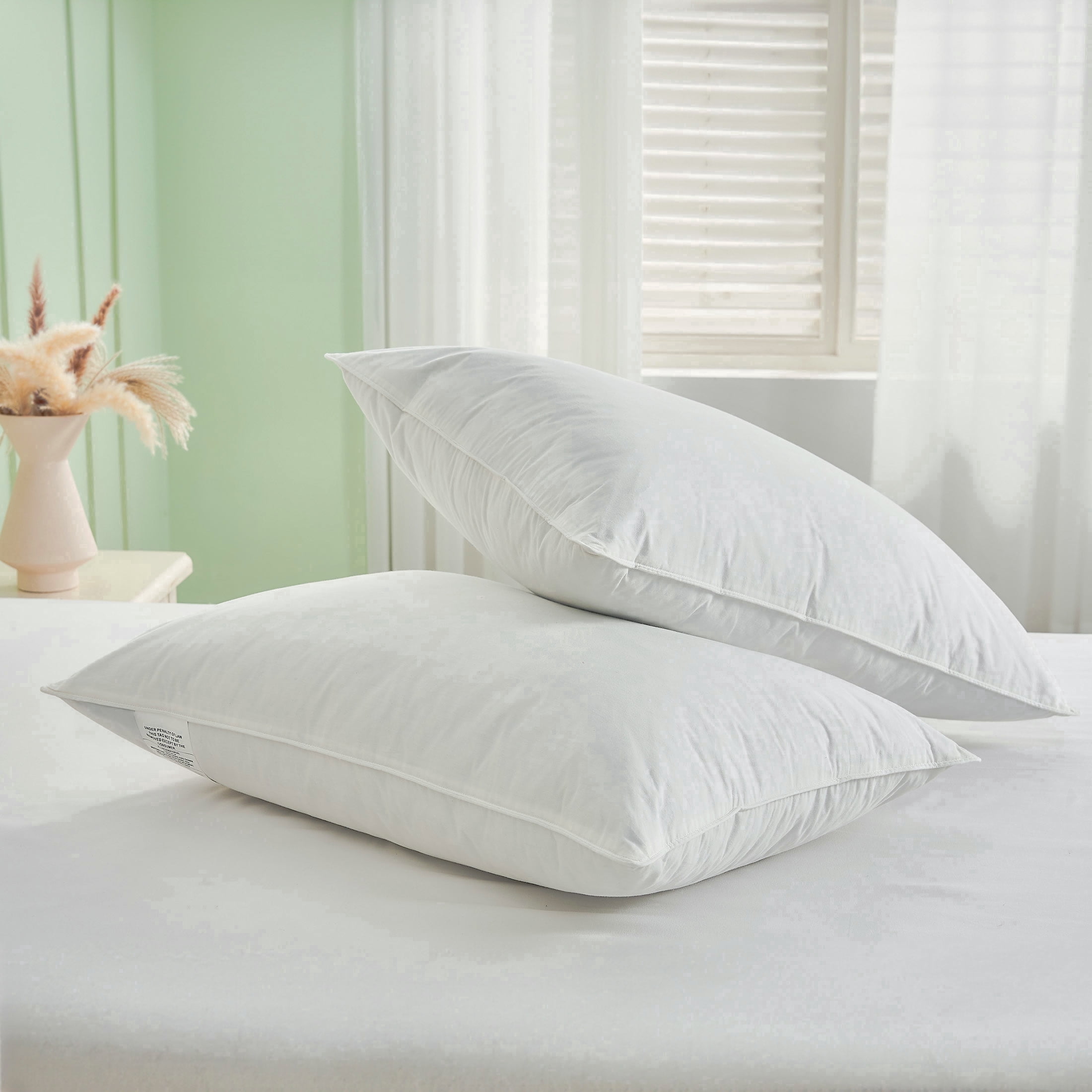 Teler Goose Feather Down Pillows for Sleeping,Hotel Collection Queen Size Soft Bed Pillow for Adult,2 Pack,Queen (20.2" x 28.2")