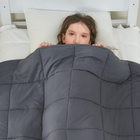 Teler Weighted Blanket for Kids, 36.2"x48.2" 3lbs Cooling Weighted Lap Blanket, Toddler Heavy Blankets, Gray