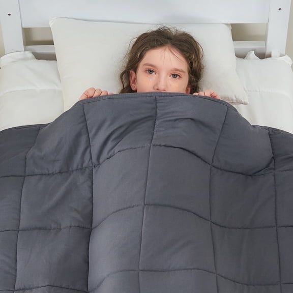Teler Weighted Blanket for Kids, 40.2"x60.2" 7lbs Cooling Weighted Lap Blanket, Toddler Heavy Blankets, Gray