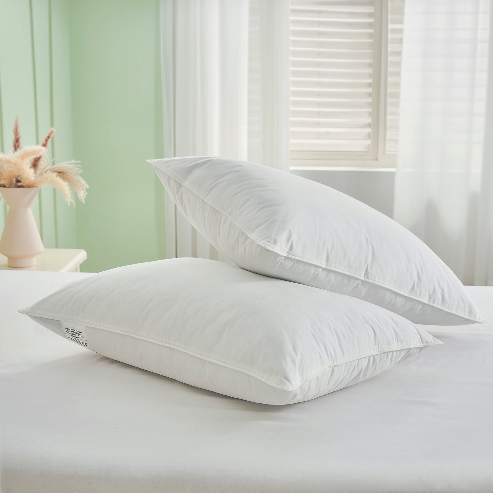 Teler Goose Feather and Down Pillows Queen Size Set of 2 Luxury Hotel Collection Bed Pillows