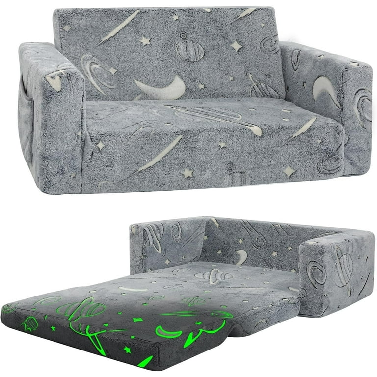 Teler Kids Sofa: Foam Flip Child Fold Furniture Lounger, Glow in