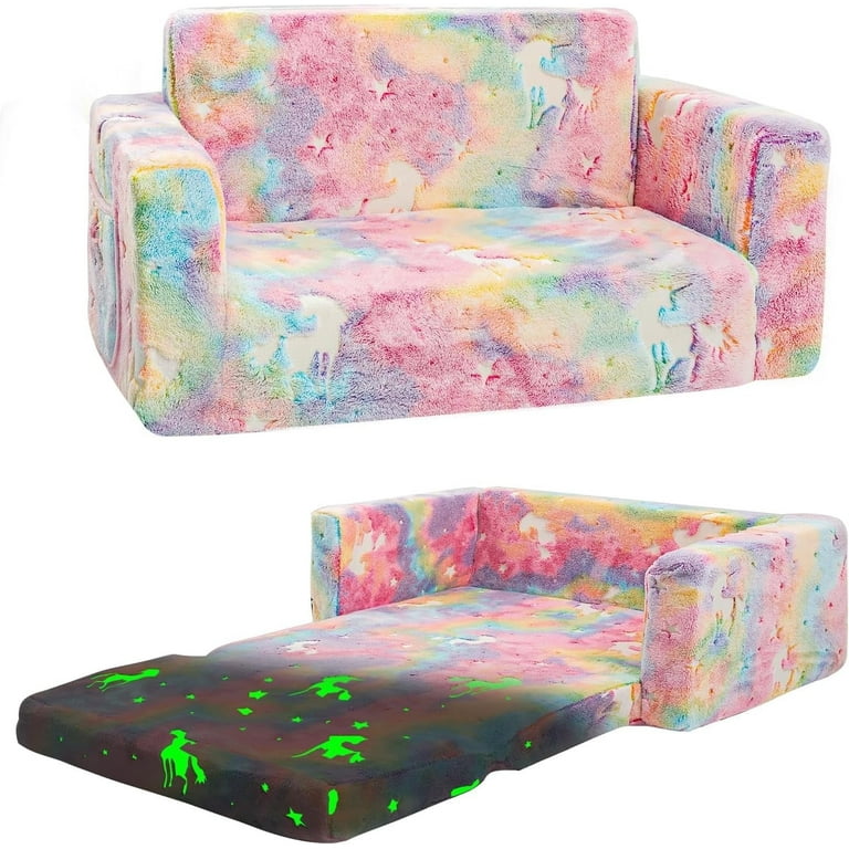 Teler Kids Couch, Toddler Flip Open Chair, Glow in the Dark Sofa