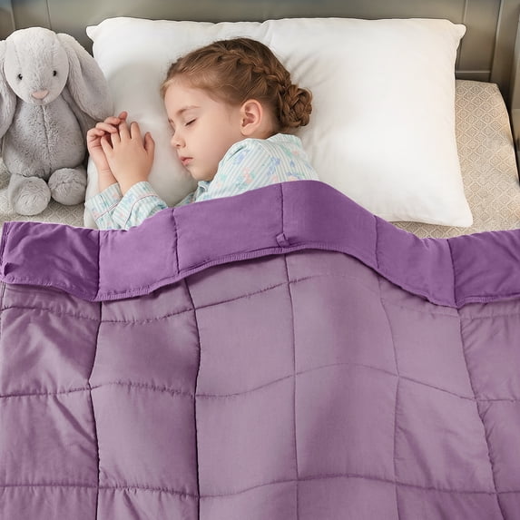 Teler Kids Weighted Blanket 5lbs, 36.2"x48.2" Toddler Weighted Blanket for Sleep & Calming, Breathable Heavy Blanket for Children, Purple & Dark purple