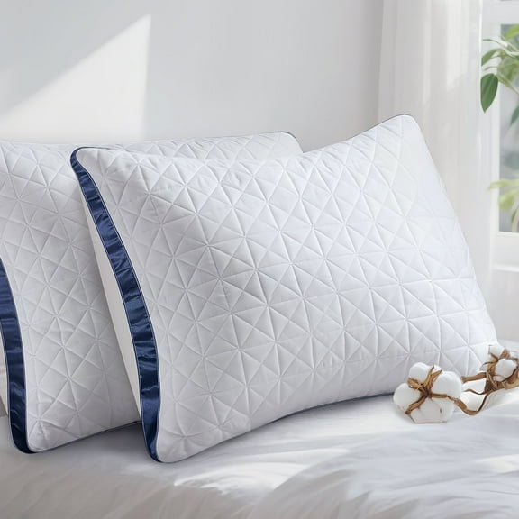 Teler King Size Pillows Set of 2, Premium Down Alternative Pillows with Dual-Textured Support, Diamond Quilting & Side Support Bars for Side, Back, Stomach Sleepers