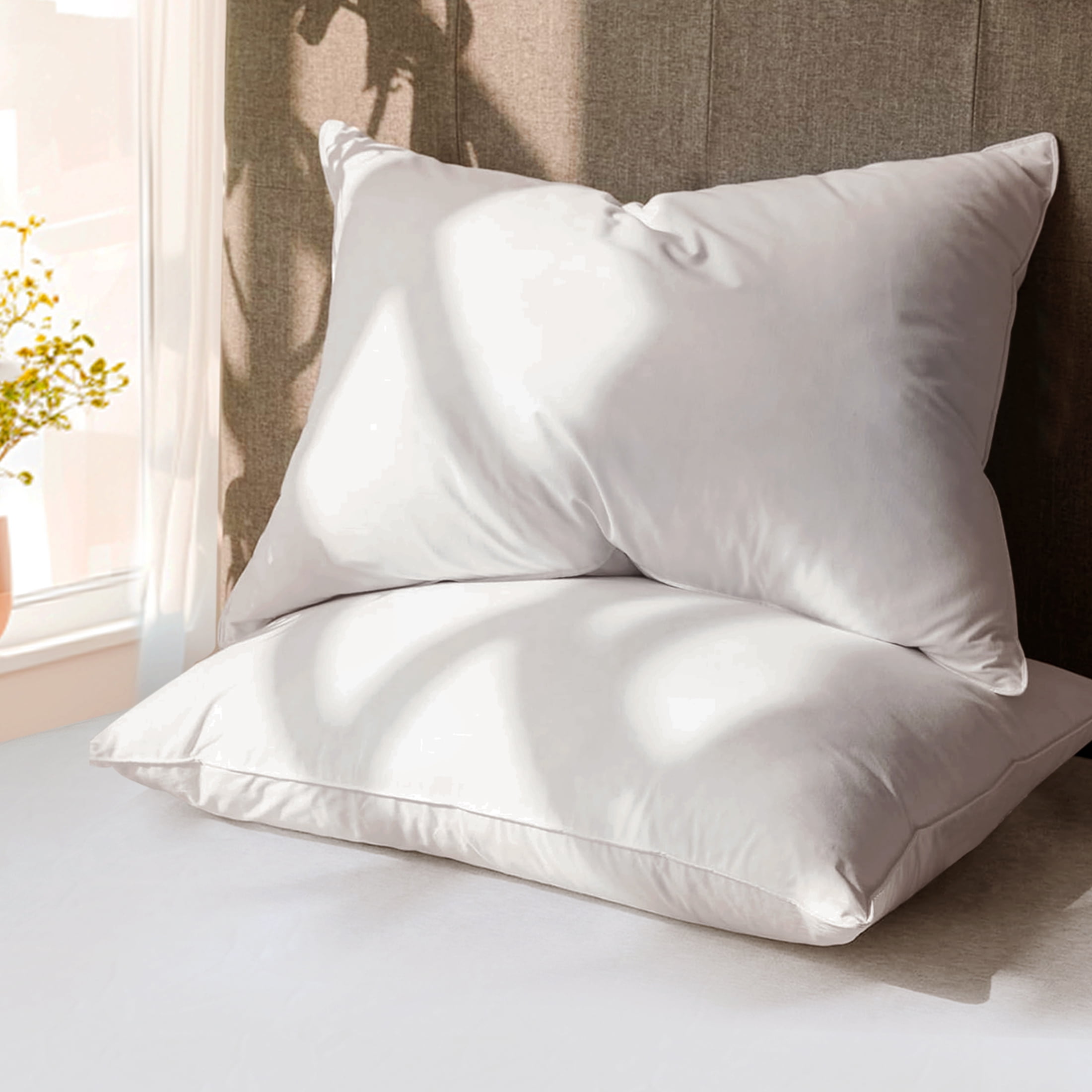 Free Shipping Teler Goose Feathers and Down Pillow for Sleeping O awith 100 Cotton Cover Hotel Quality Fluffy Bed Pillow Set of 2 King Size Walmart