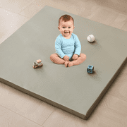 Teler Leather Baby Play Mat, 1.3" Thick Leather Crawling Mat, Cushioned & Waterproof Soft Playmat for Toddlers, Infants, 50" x 50", Gray