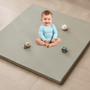 Teler Leather Baby Play Mat, 1.3" Thick Leather Crawling Mat, Cushioned & Waterproof Soft Playmat for Toddlers, Infants, 50" x 50", Gray
