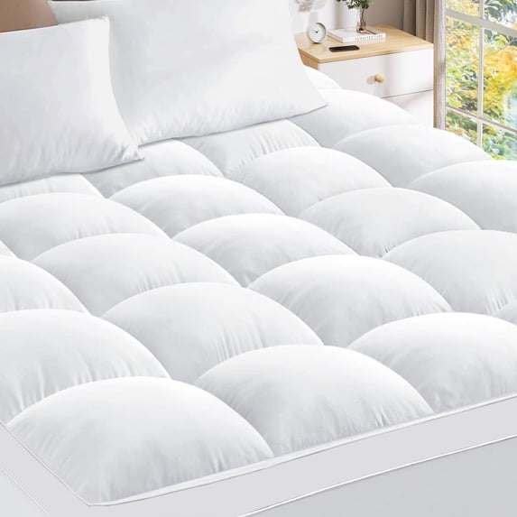 Teler Mattress Topper King Size for Back Pain, 800GSM Extra Thick Mattress Pad Pillow Top, Quilted Fitted Mattress Protector Cover with 8-21" Deep Elastic Pocket, Soft & Breathable, White