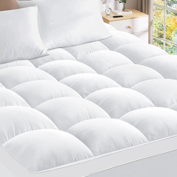 Teler Mattress Topper Twin Size for Back Pain, 400TC Extra Thick Mattress Pad Pillow Top, Quilted Fitted Mattress Protector Cover with 8-21" Deep Elastic Pocket, Soft & Breathable, White
