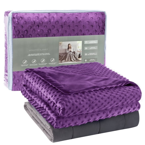 Teler Weighted Blanket 40"*60",7 lbs,Heavy Weighted Blankets for Adult, 1 x Cozy Heat Warm Minky Plush Washable Removable Cover Included, Micro Glass Beads Technology