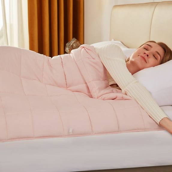 Teler Weighted Blanket for Adult (15lbs 60.2"x80.2" Queen Size Pink) ,Cooling Breathable Heavy Blanket