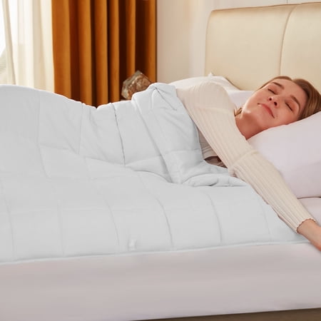 Teler Weighted Blanket for Adult (15lbs 60.2"x80.2" Queen Size White) ,Cooling Breathable Heavy Blanket