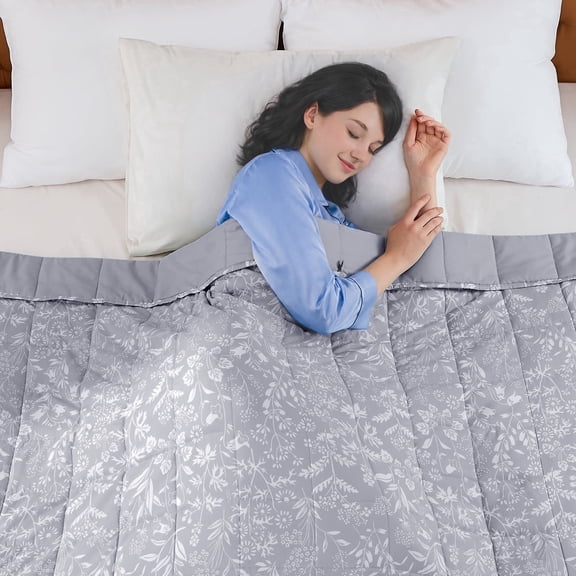 Teler Weighted Blanket for Adults 20 lbs, 60" x 80" Cooling Printed Heavy Blanket for Bed Sofa, Gray