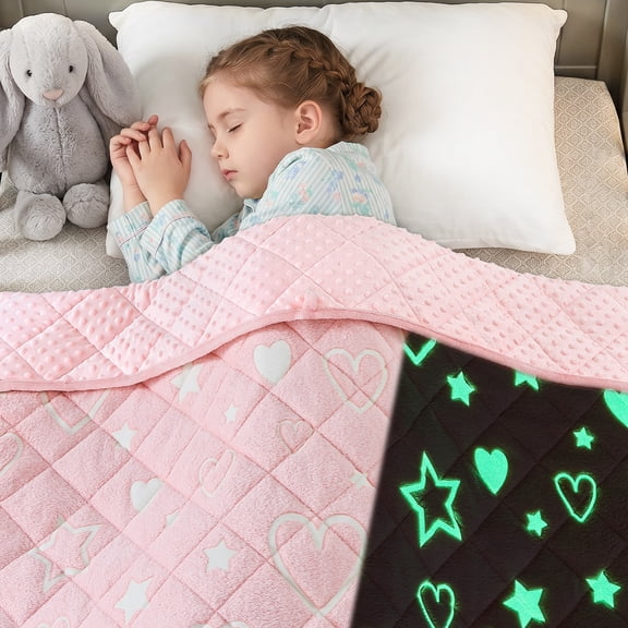 Teler Kids Weighted Blanket 5lbs, 36.2"x48.2" Toddler Weighted Blanket for Sleep & Calming, Breathable Heavy Blanket for Children, Fluorescent Pink Heart