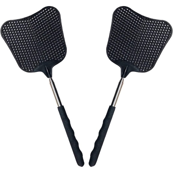 Telesco Fly Swatters, Durable Plastic Fly Swatter Heavy Duty Set, Flyswatter with Stainless Steel Handle for Indoor/Outdoor/Classroom (2 Pack)