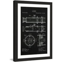 "Telescope 1891 Black Paper" Framed Painting Print