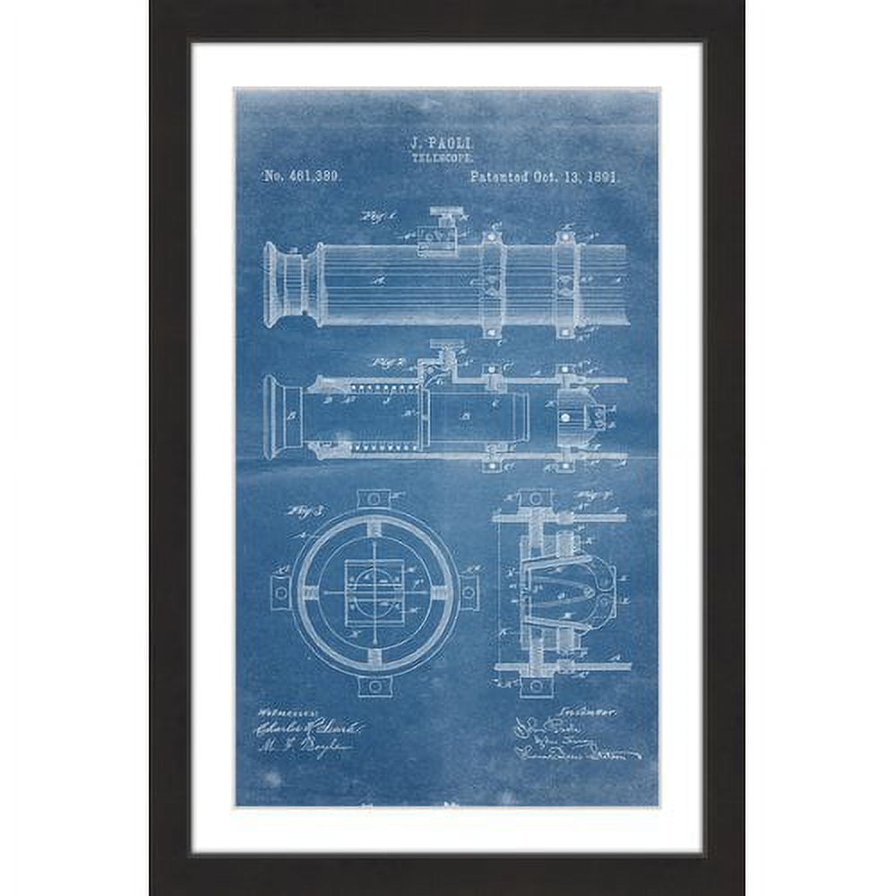 "Telescope 1891 Blueprint" Framed Painting Print