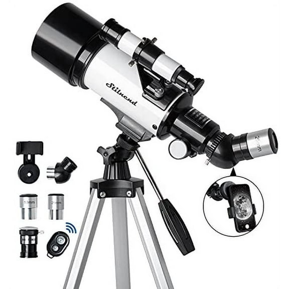 Telescope 70mm Aperture 500mm - for Kids & Adults Astronomical refracting Portable Telescopes AZ Mount Fully Multi-Coated Optics, with Tripod Phone Adapter, Wireless Remote, Carrying Bag
