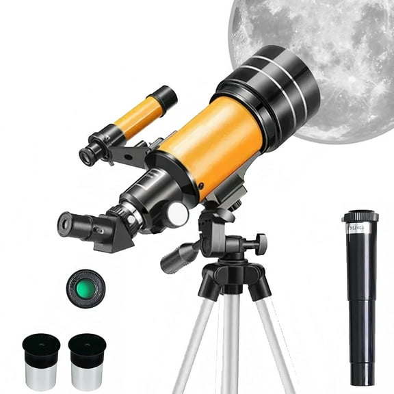 DKTIOP Orange Telescope 70mm Aperture Kids & Adults Astronomy Telescope - 22.5X-150X Magnification Portable Refractor with Sturdy Tripod & Easy Setup