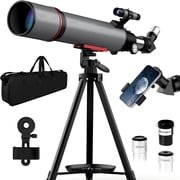 High Powered Telescope with Tripod & Phone Adapter, 90mm Refractor Telescopes for Adults Kids Astronomy Beginner Stargazing Moon Viewing