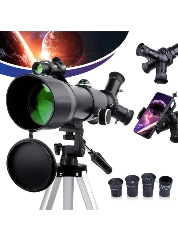 Telescope for Adults Astronomy, 70mm Aperture 400mm Refracting Telescope for Kids & Beginners, 16x-132x, Portable Telescope with an Adjustable Tripod, Carrying Bag, Phone Adapter