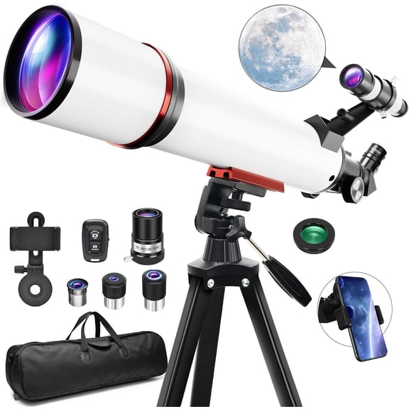 Telescope for Adults Astronomy,90mm Aperture 700mm Refractor Telescopes for Beginners,Fully Multi-Coated Optics with AZ Mount Tripod & Carry Bag, Remote,Phone Adapter, Ideal for Men