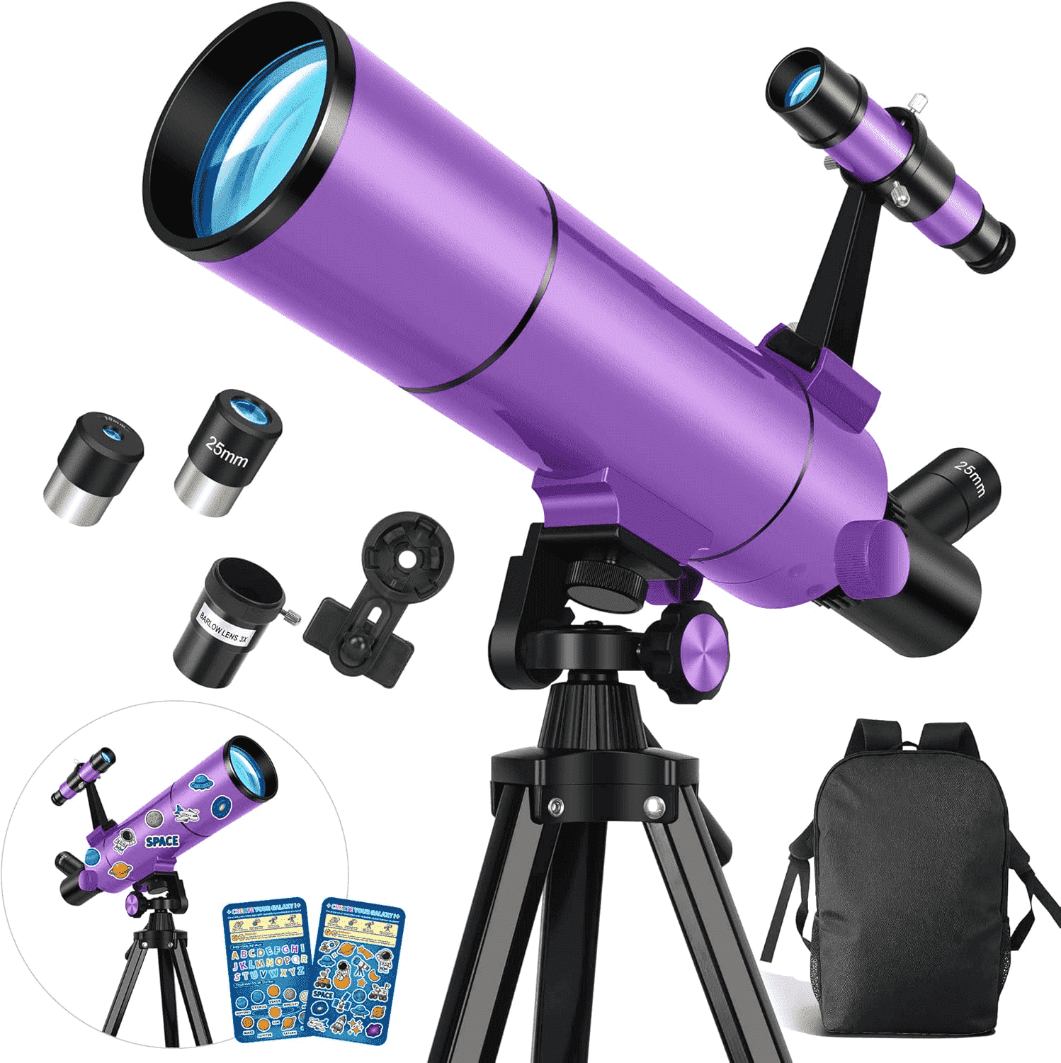 Juyafio Telescope, 70mm Aperture, 16X-120X Magnification, Portable