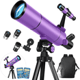 thumbnail image 1 of Telescope for Adults & Kids, 80mm Aperture 500mm Portable Refractor Telescope for Astronomy Beginners, with Tripod, Stickers, Smartphone Adapter, Backpack, 1 of 8