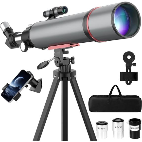 Telescope for Adults & Kids - 90mm Aperture 600mm Refractor Beginners Telescope High Powered - Portable Travel Astronomy Telescope with Phone Adapter Tripod & Carry Bag