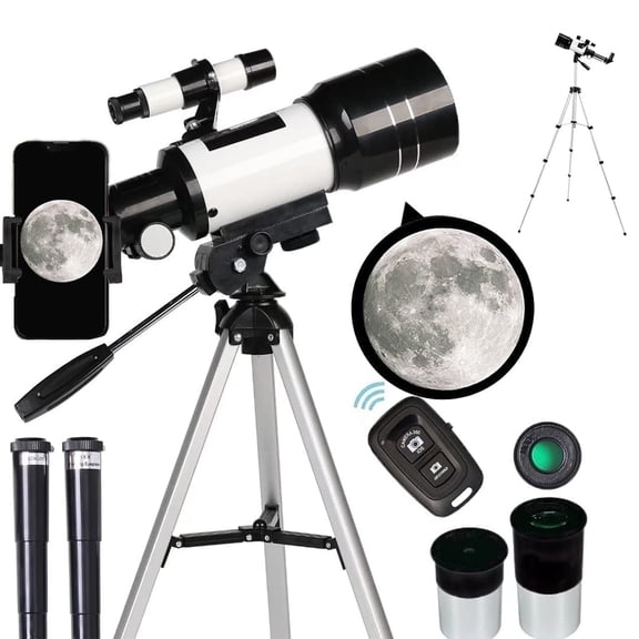 Telescope for Adults & Kids,Hlieoar 70mm Aperture Astronomy Beginner & Gift Set,15-150X Portable Travel Scope with Tripod,Phone Adapter,Wireless Remote