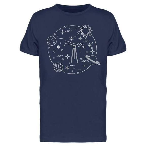 Telescope And Space Objects T-Shirt Men -Image by Shutterstock, Male Small