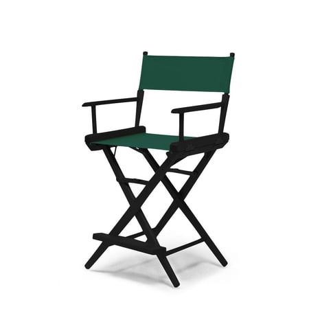 Telescope Casual World Famous Counter Height Director Chair With Black Finish and Forest Green Fabric