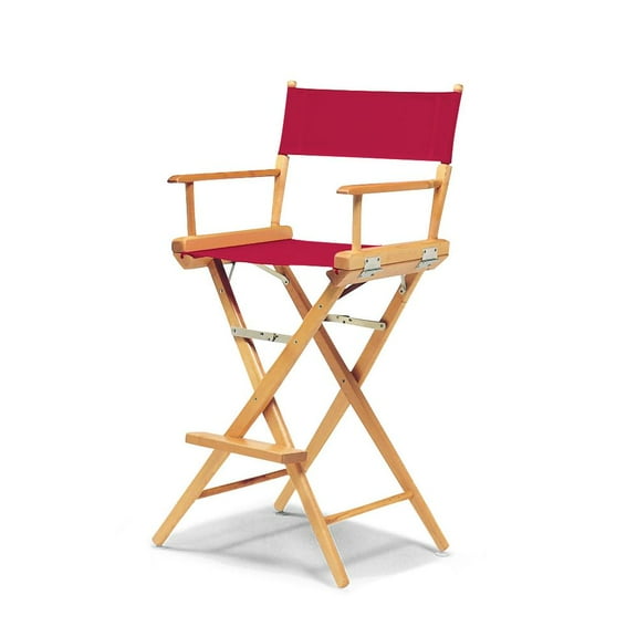 Telescope Casual World Famous Bar Height Director Chair With Varnish Finish and Red Fabric