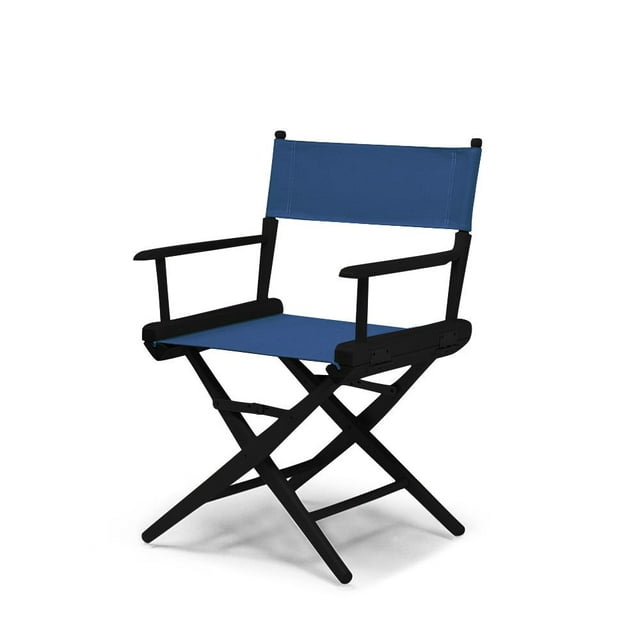 Telescope Casual World Famous Dining Height Director Chair With Black Finish and Blue Fabric