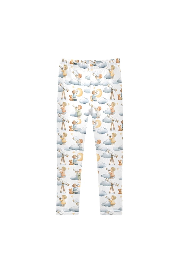 Telescope Child Cloud Printed Leggings Yoga Pants for in 4t to 10t